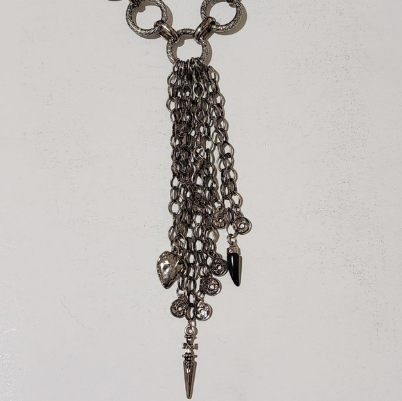 Free People Cross Your Heart Choker Necklace - Silver - Cool Piece! - Picture 2 of 5